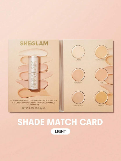SHEGLAM Skin Magnet High Coverage Foundation Stick - Light Medium | Long-Lasting & Poreless Finish