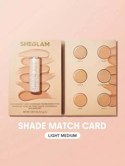 SHEGLAM Skin Magnet High Coverage Foundation Stick - Light Medium | Long-Lasting & Poreless Finish