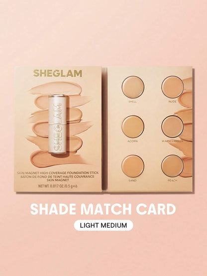 SHEGLAM Skin Magnet High Coverage Foundation Stick - Light Medium | Long-Lasting & Poreless Finish