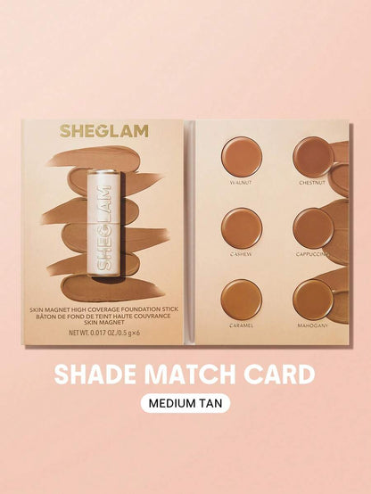 SHEGLAM Skin Magnet High Coverage Foundation Stick - Light Medium | Long-Lasting & Poreless Finish