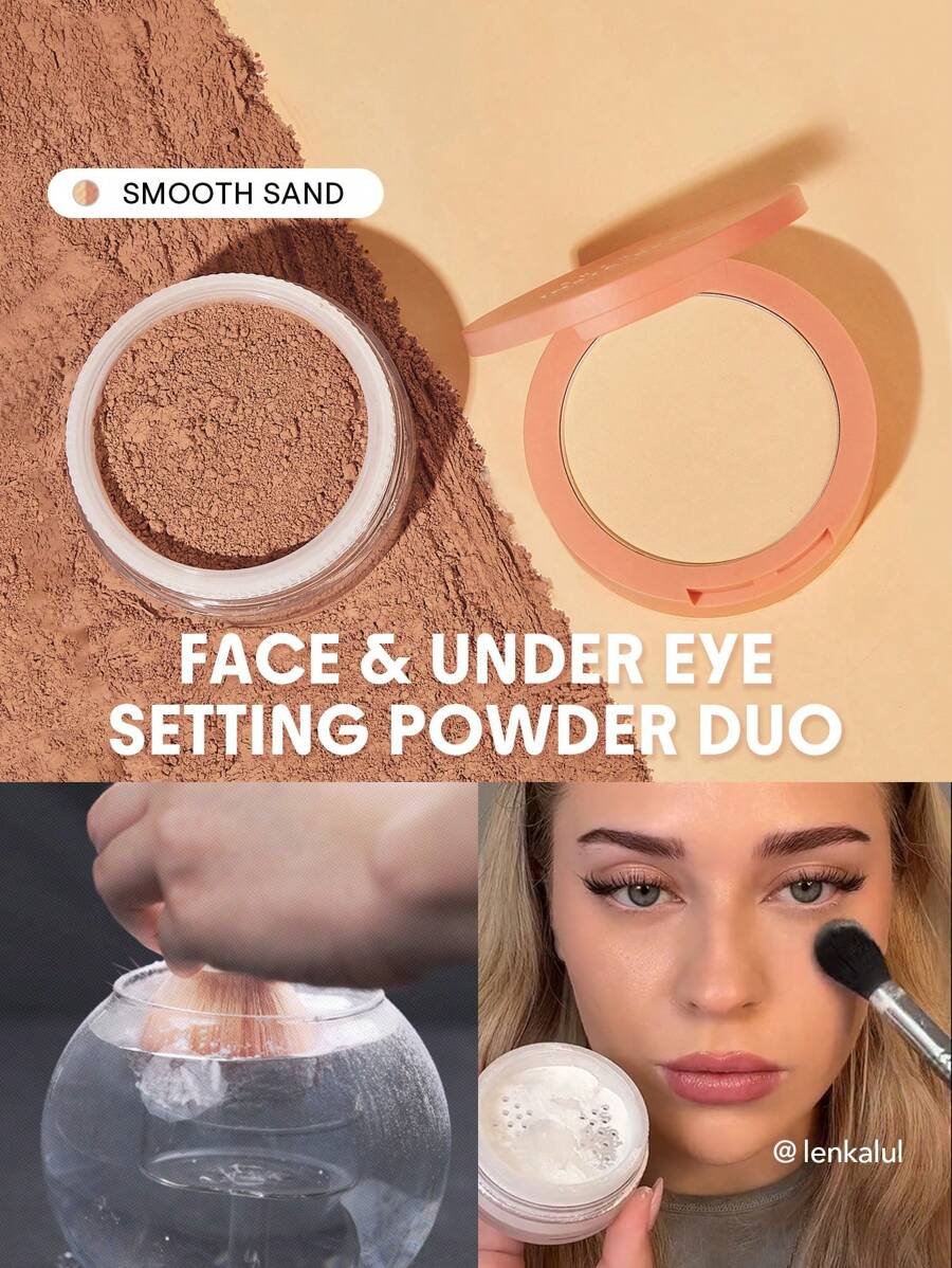 SHEGLAM 2-in-1 Pink Setting Powder Duo – Brightening Under Eye & Face Powder