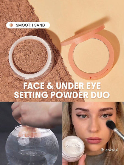 SHEGLAM 2-in-1 Pink Setting Powder Duo – Brightening Under Eye & Face Powder
