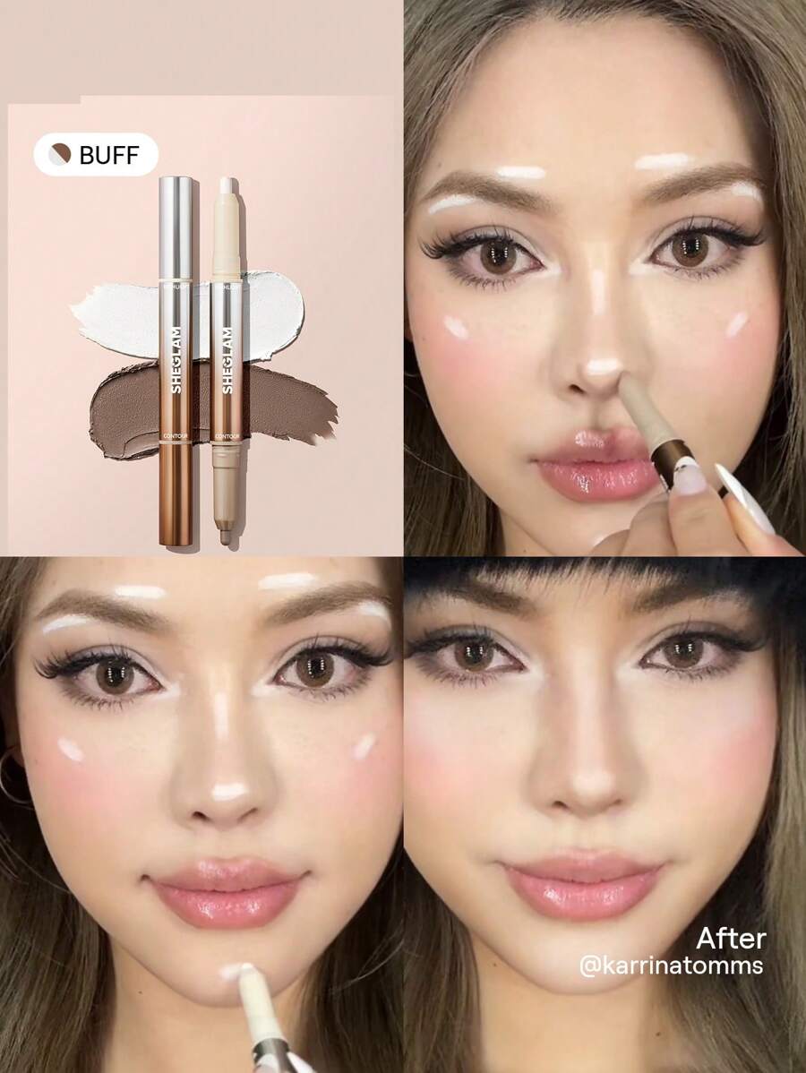 SHEGLAM Fine Line 2-In-1 Nose Contour & Highlight Pen - Umber | Dual-Ended Sculpting Stick