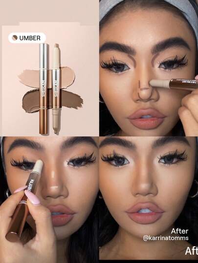 SHEGLAM Fine Line 2-In-1 Nose Contour & Highlight Pen - Umber | Dual-Ended Sculpting Stick