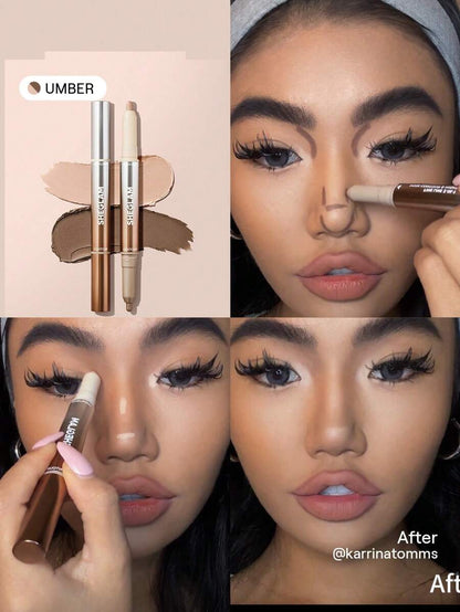 SHEGLAM Fine Line 2-In-1 Nose Contour & Highlight Pen - Umber | Dual-Ended Sculpting Stick
