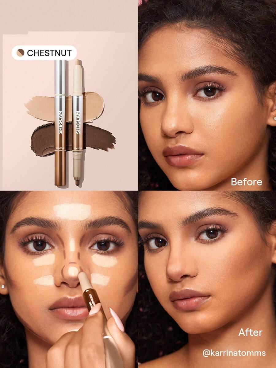 SHEGLAM Fine Line 2-In-1 Nose Contour & Highlight Pen - Umber | Dual-Ended Sculpting Stick
