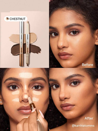 SHEGLAM Fine Line 2-In-1 Nose Contour & Highlight Pen - Umber | Dual-Ended Sculpting Stick