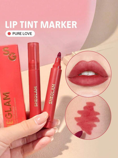 SHEGLAM Love Stained Lip Tint Marker - It Girl | Long-Lasting Matte Wine Lip Stain Pen