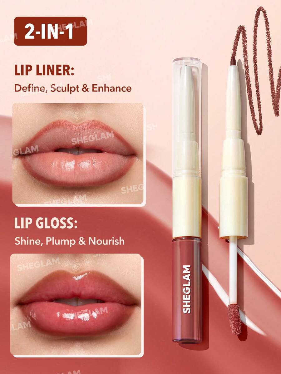 SHEGLAM Lip Rules Liner & Gloss Pen - Play Fair | 2-In-1 High-Pigment Moisturizing Lip Combo