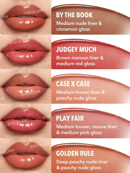 SHEGLAM Lip Rules Liner & Gloss Pen - Play Fair | 2-In-1 High-Pigment Moisturizing Lip Combo