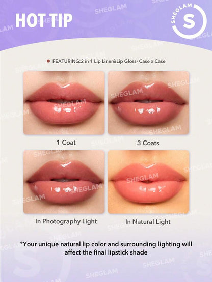 SHEGLAM Lip Rules Liner & Gloss Pen - Play Fair | 2-In-1 High-Pigment Moisturizing Lip Combo