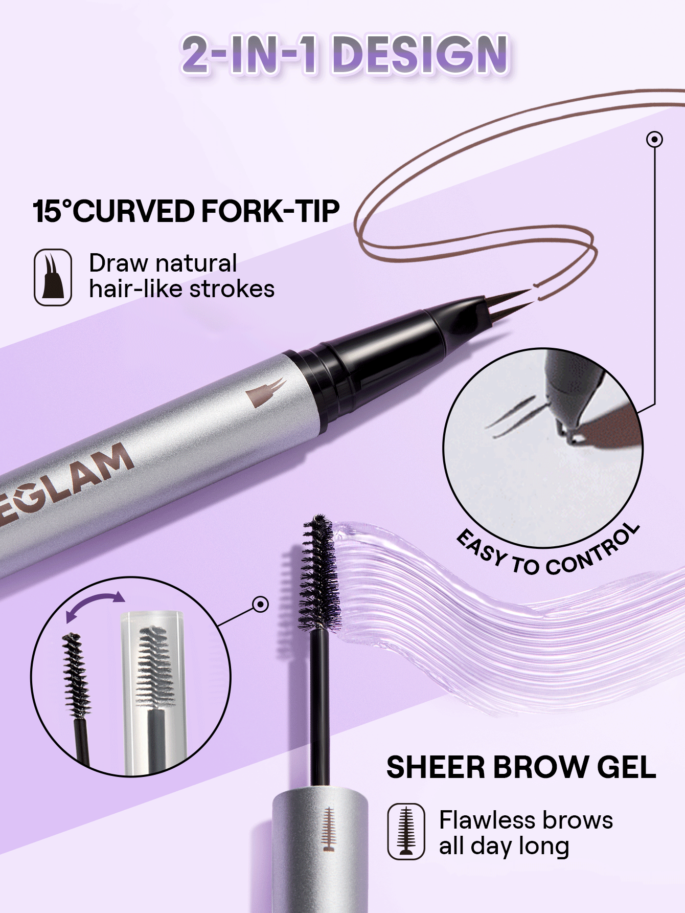 SHEGLAM Real Flow Laminating Brow Pen | Eyebrow Pomade Dual-Tip Pen, 5 Shades