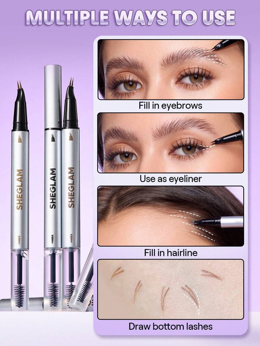 SHEGLAM Real Flow Laminating Brow Pen | Eyebrow Pomade Dual-Tip Pen, 5 Shades