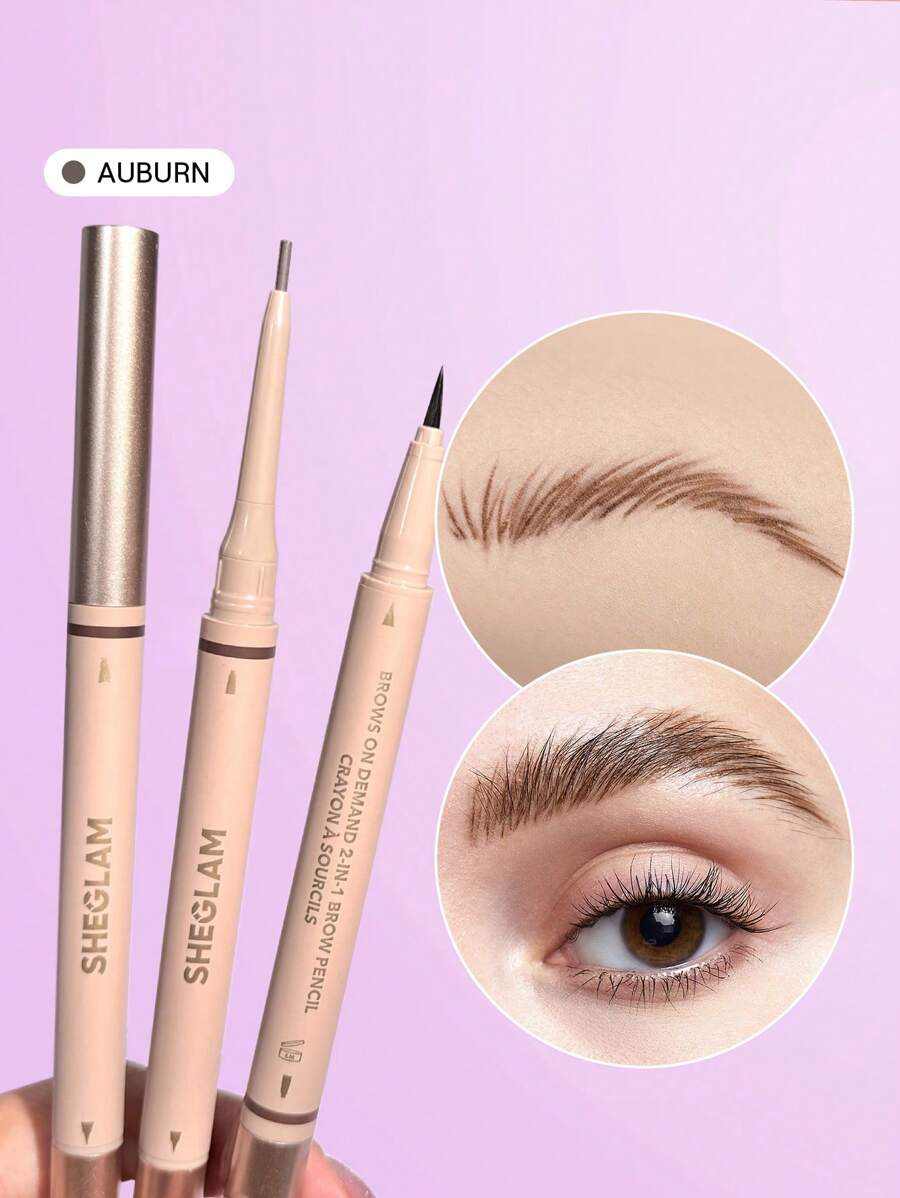 SHEGLAM Brows On Demand 2-In-1 Eyebrow Pen - Chocolate | Waterproof Liquid & Pencil Duo