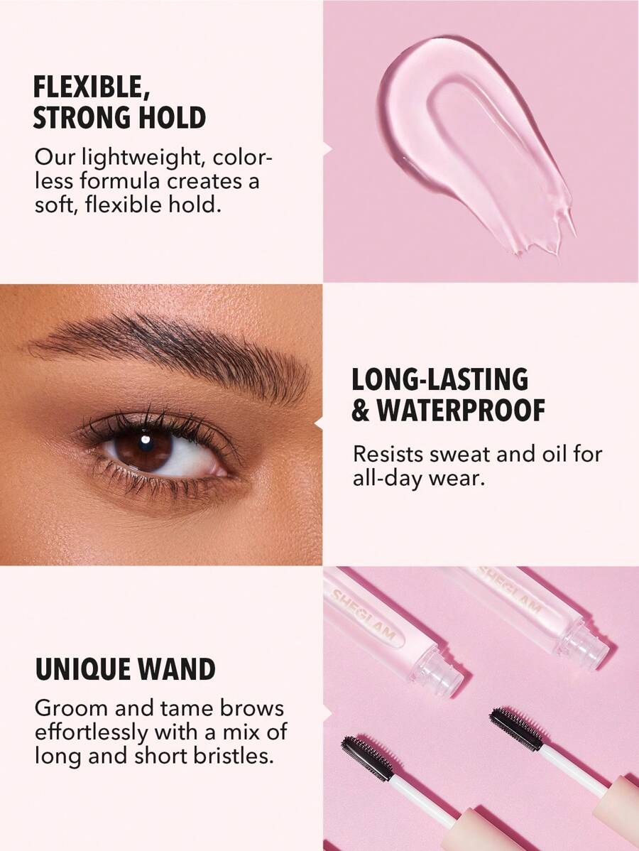 SHEGLAM Clear Waterproof Brow Gel – Long-Lasting Smudge-Proof Eyebrow Gel