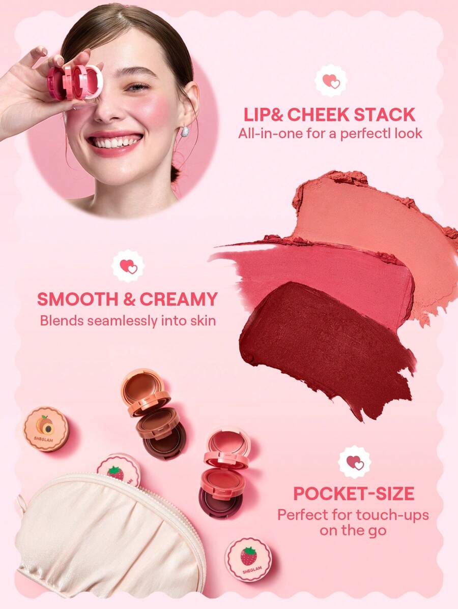 SHEGLAM Cheek & Lip Cream Stack – Multi-Use Cream Blush and Lip Tint