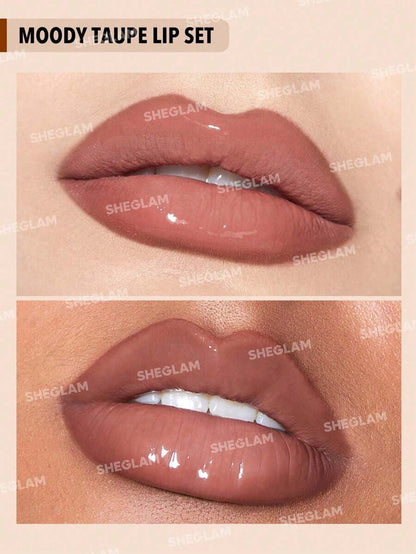 SHEGLAM Lip Liner & Lip Duo Set – 3-in-1 Plumping Gloss & Liquid Lipstick