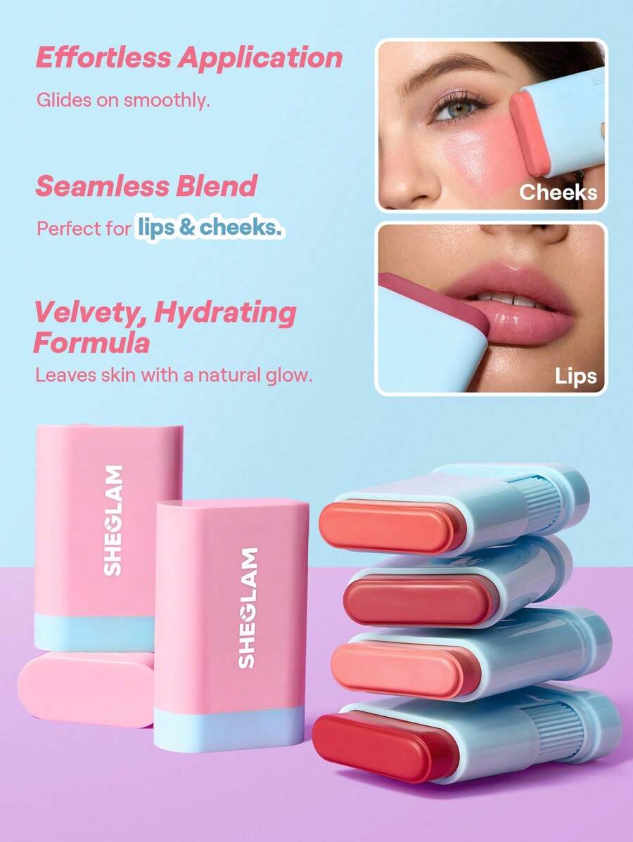 SHEGLAM Glass Glow Blush Stick | Cream Blush for Radiant Cheeks, 4 Shades