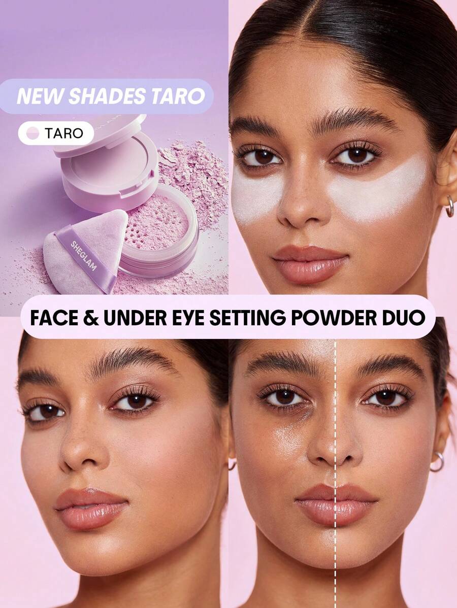 SHEGLAM 2-in-1 Pink Setting Powder Duo – Brightening Under Eye & Face Powder