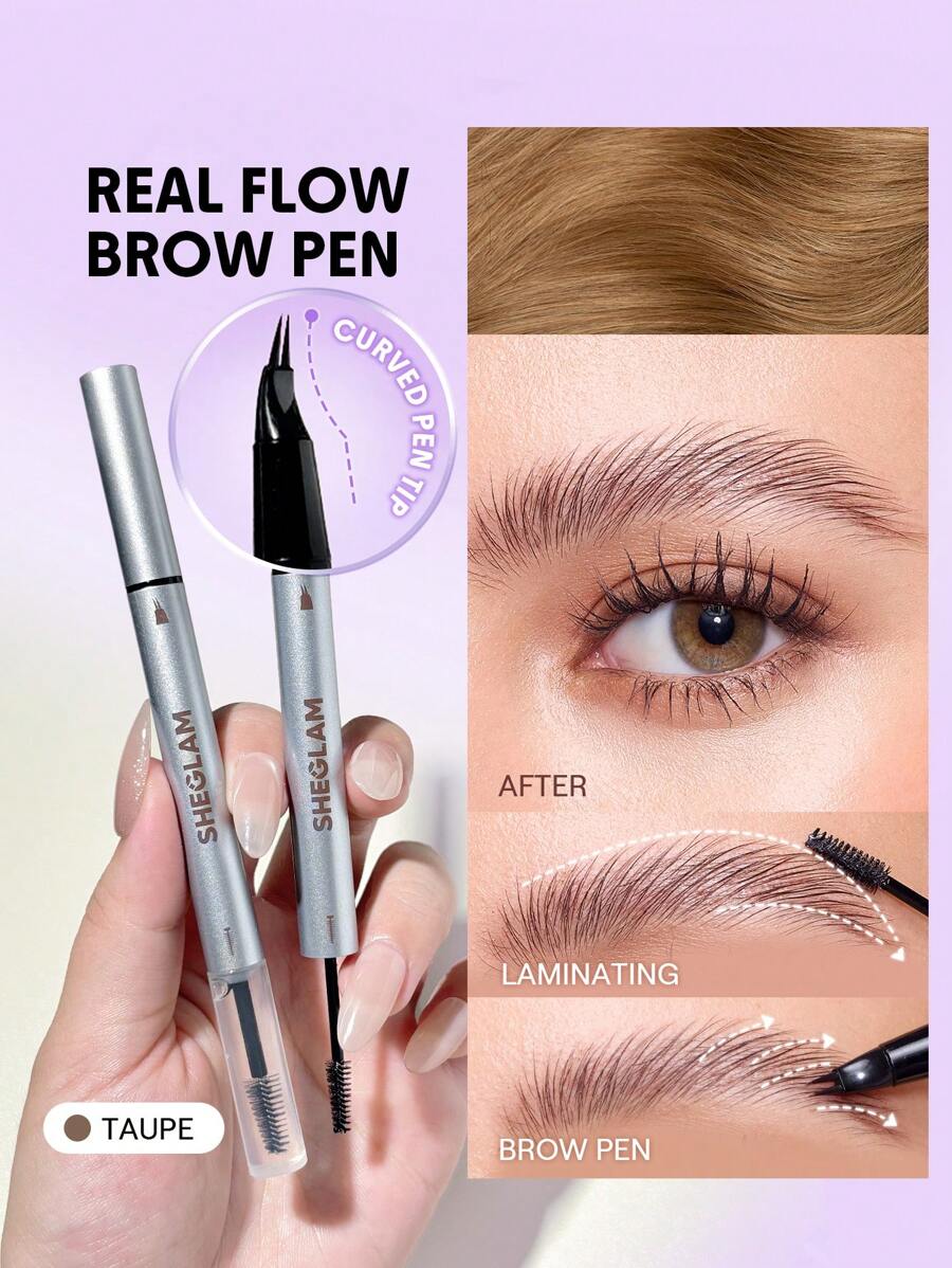 SHEGLAM Real Flow Laminating Brow Pen | Eyebrow Pomade Dual-Tip Pen, 5 Shades