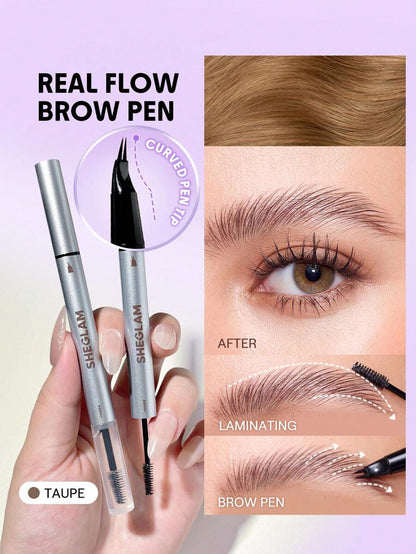 SHEGLAM Real Flow Laminating Brow Pen | Eyebrow Pomade Dual-Tip Pen, 5 Shades