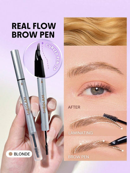 SHEGLAM Real Flow Laminating Brow Pen | Eyebrow Pomade Dual-Tip Pen, 5 Shades
