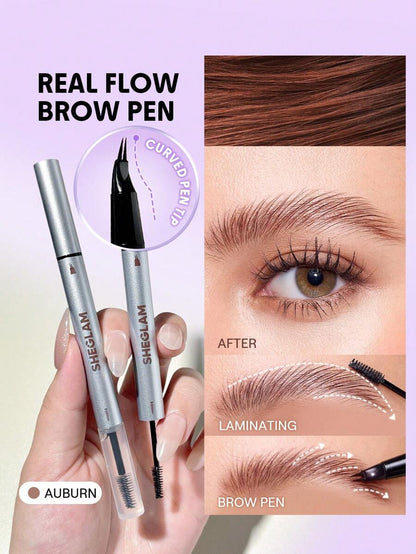 SHEGLAM Real Flow Laminating Brow Pen | Eyebrow Pomade Dual-Tip Pen, 5 Shades
