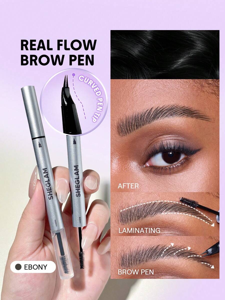 SHEGLAM Real Flow Laminating Brow Pen | Eyebrow Pomade Dual-Tip Pen, 5 Shades
