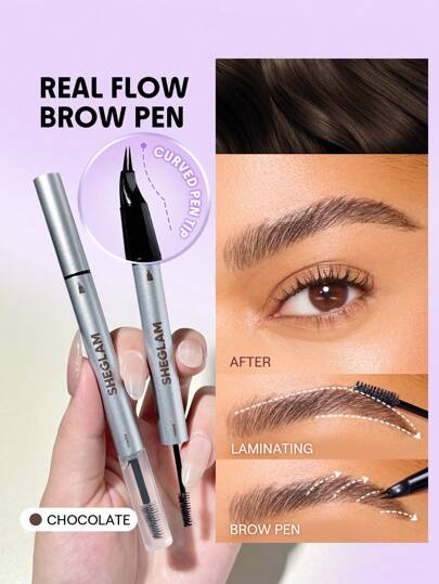 SHEGLAM Real Flow Laminating Brow Pen | Eyebrow Pomade Dual-Tip Pen, 5 Shades