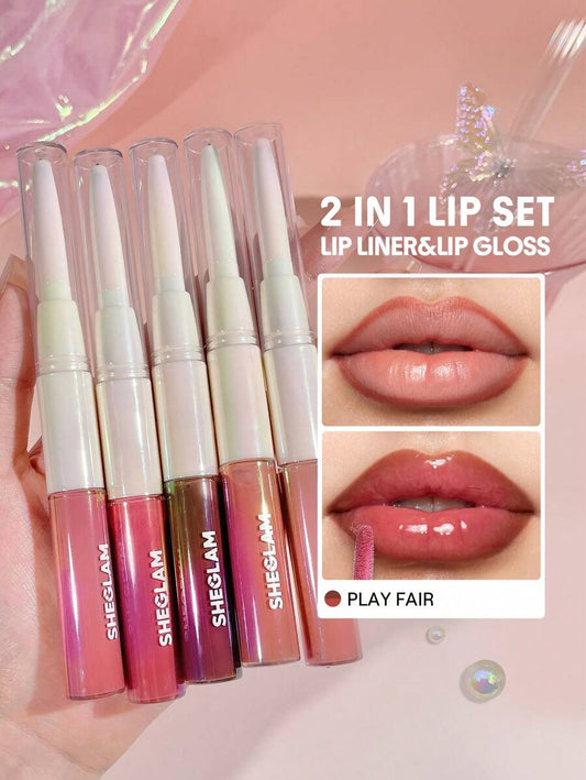 SHEGLAM Lip Rules Liner & Gloss Pen - Play Fair | 2-In-1 High-Pigment Moisturizing Lip Combo