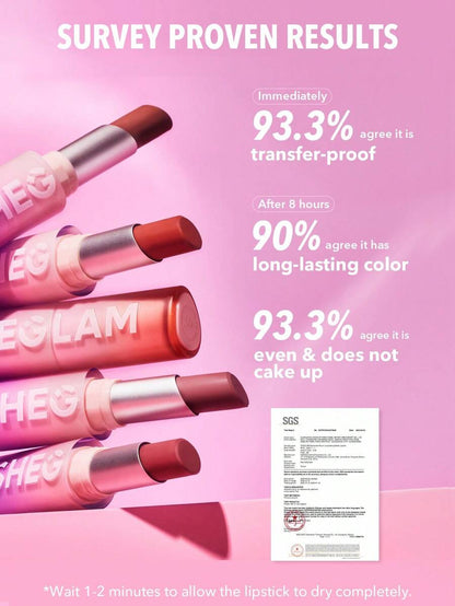 SHEGLAM Long-Lasting Matte Lipstick – Waterproof Transfer-Proof Creamy Lip Color