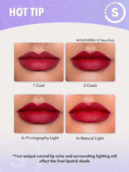 SHEGLAM Long-Lasting Matte Lipstick – Waterproof Transfer-Proof Creamy Lip Color
