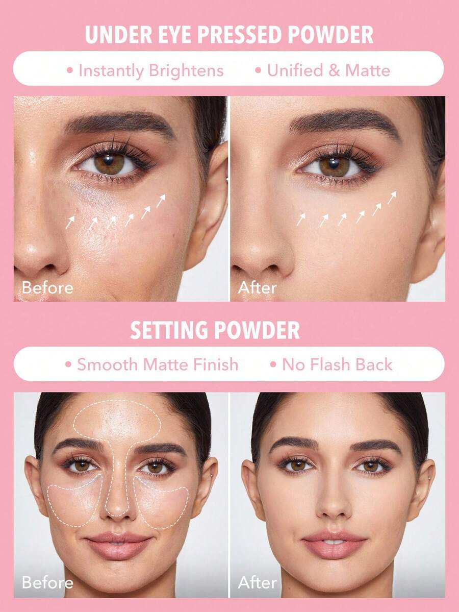 SHEGLAM 2-in-1 Pink Setting Powder Duo – Brightening Under Eye & Face Powder