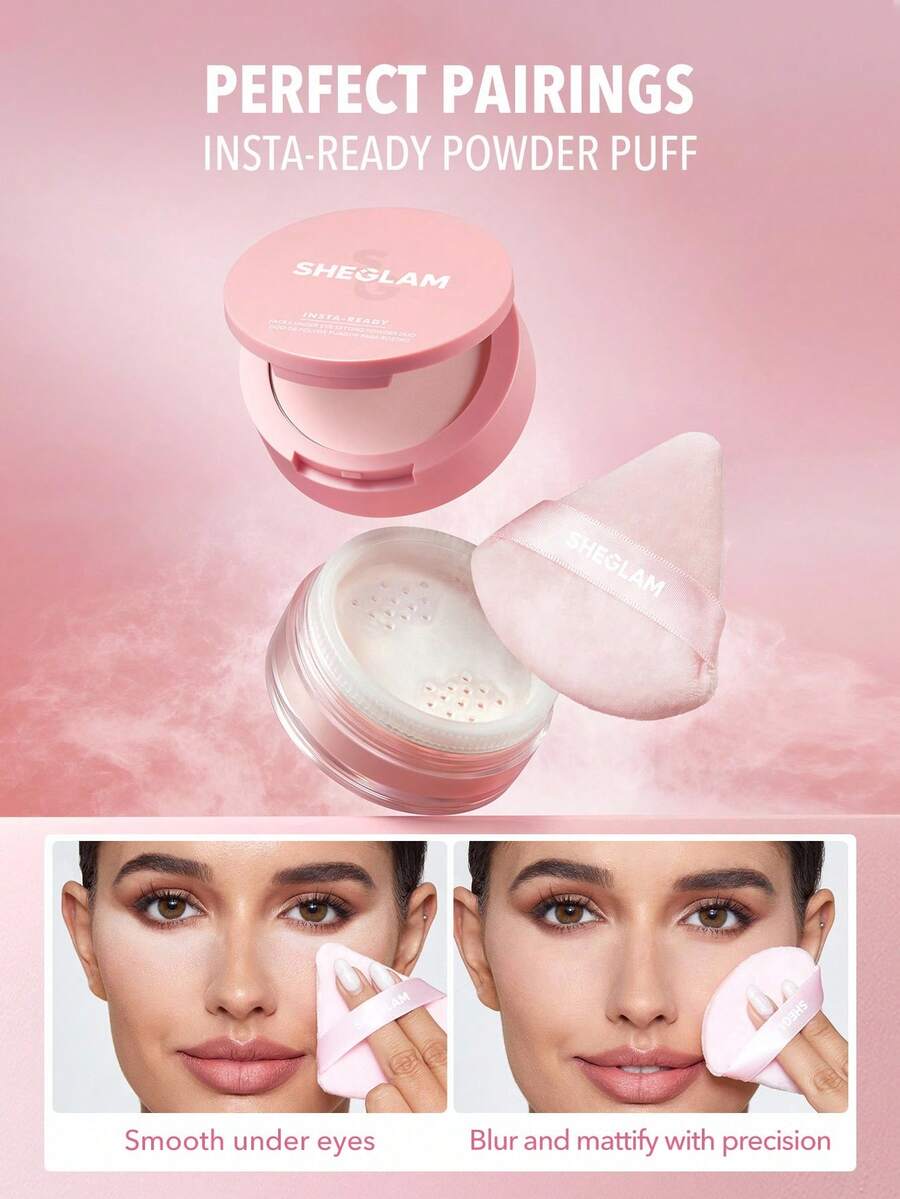 SHEGLAM 2-in-1 Pink Setting Powder Duo – Brightening Under Eye & Face Powder