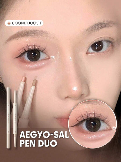 SHEGLAM Lumi-Eye Aegyo-Sal Pen Duo - Cookie Dough | 2-in-1 Brightening & Contouring Eye Stick