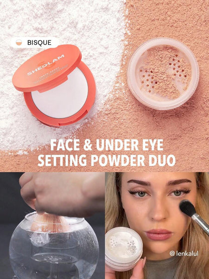 SHEGLAM 2-in-1 Pink Setting Powder Duo – Brightening Under Eye & Face Powder