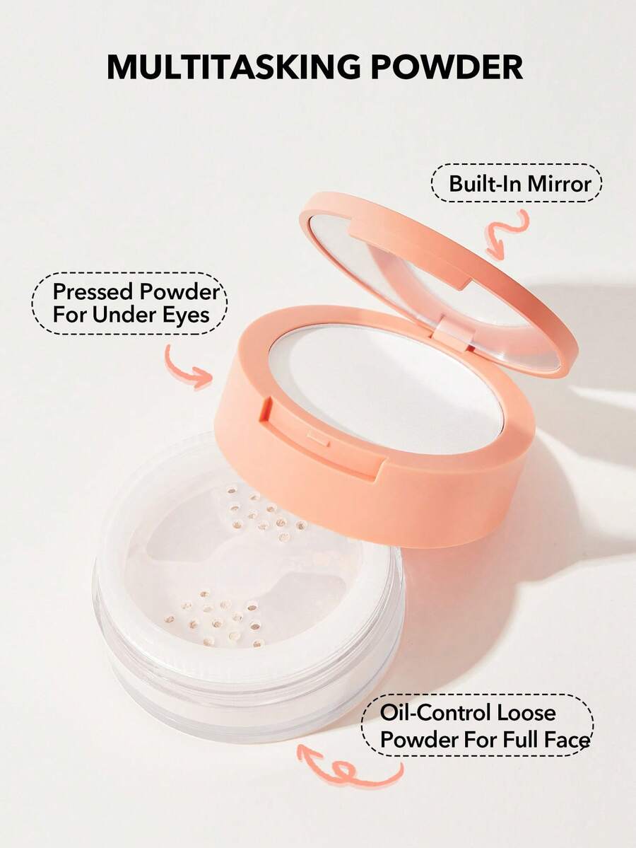 SHEGLAM 2-in-1 Pink Setting Powder Duo – Brightening Under Eye & Face Powder