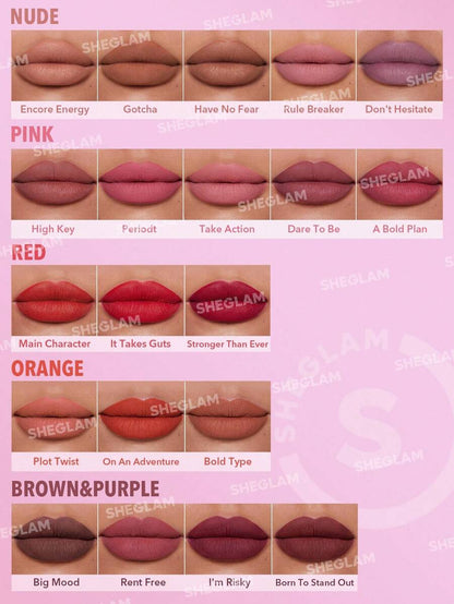 SHEGLAM Long-Lasting Matte Lipstick – Waterproof Transfer-Proof Creamy Lip Color