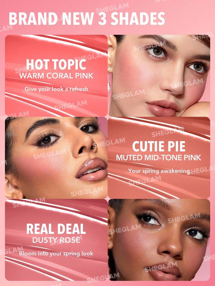 SHEGLAM Matte Liquid Blush – Long-Lasting Rose Pink Brown Gel Cream Blusher