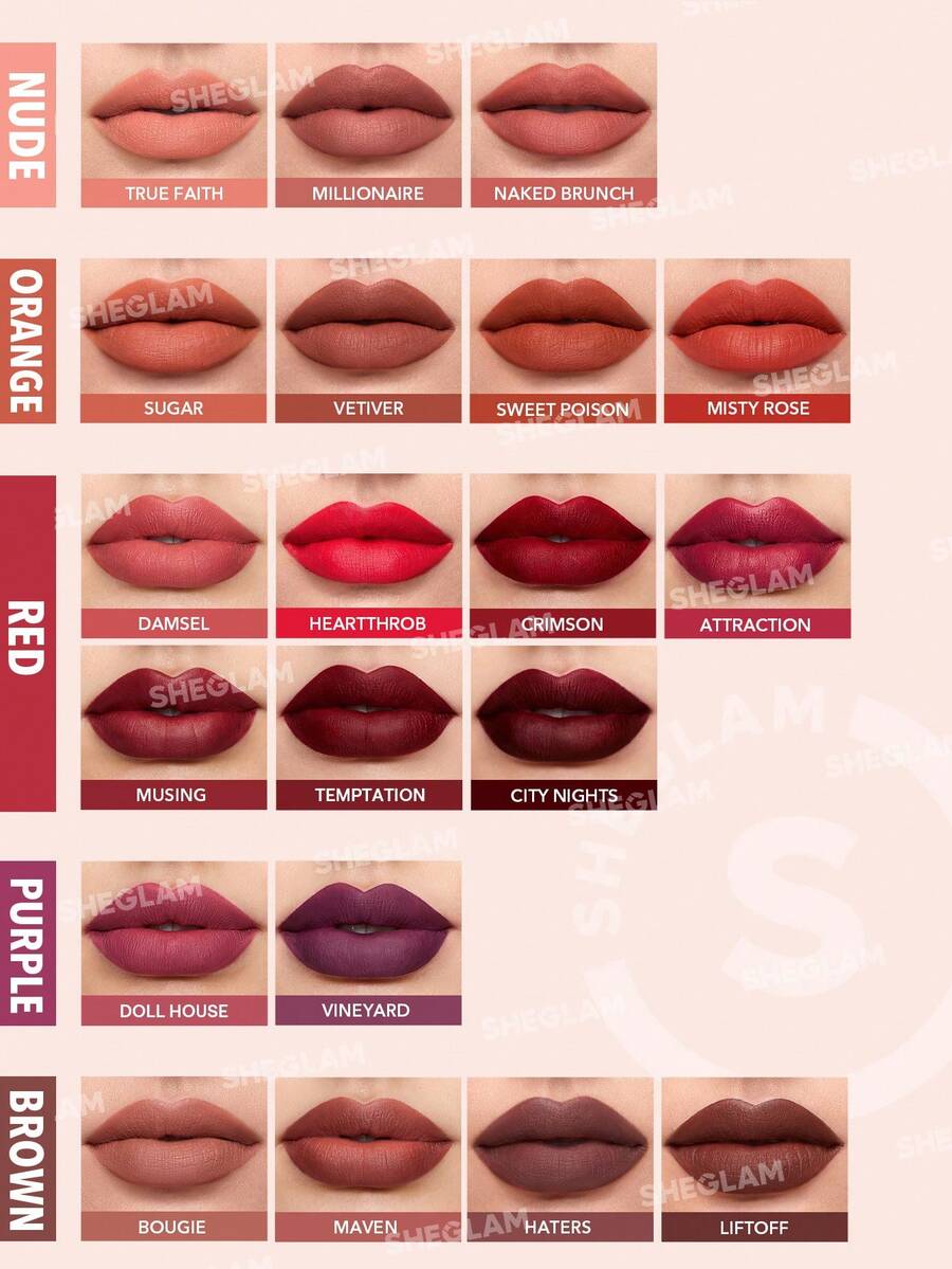 SHEGLAM Matte Allure Liquid Lipstick | Long-Lasting Velvety Matte, 20 Shades