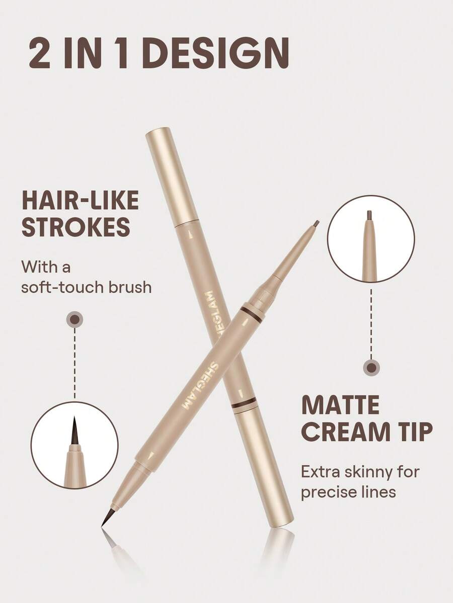 SHEGLAM Brows On Demand 2-in-1 Brow Pencil | Waterproof Liquid & Powder, 6 Shades