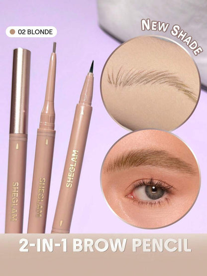 SHEGLAM 2-in-1 Brow Pencil – Waterproof Eyebrow Pen for Filling & Defining