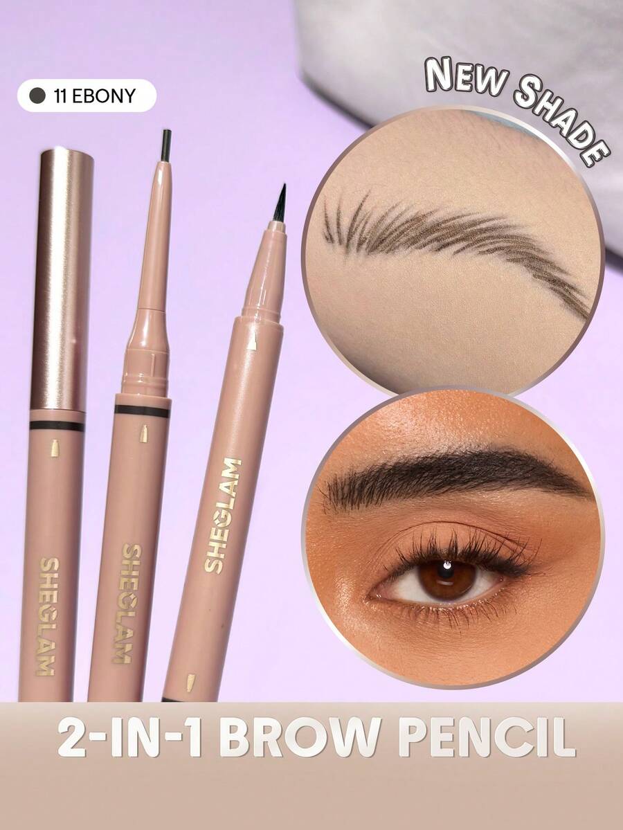 SHEGLAM 2-in-1 Brow Pencil – Waterproof Eyebrow Pen for Filling & Defining