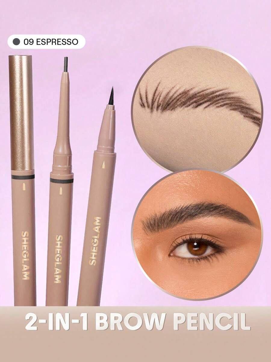 SHEGLAM 2-in-1 Brow Pencil – Waterproof Eyebrow Pen for Filling & Defining