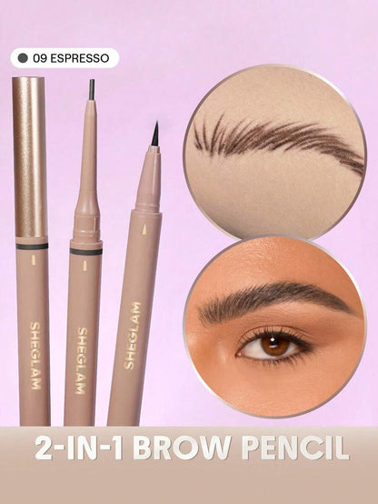 SHEGLAM 2-in-1 Brow Pencil – Waterproof Eyebrow Pen for Filling & Defining