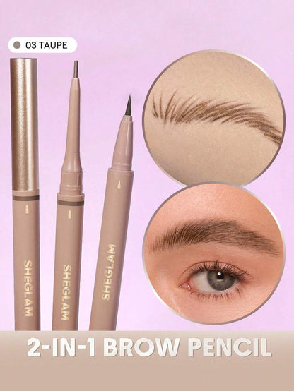 SHEGLAM 2-in-1 Brow Pencil – Waterproof Eyebrow Pen for Filling & Defining