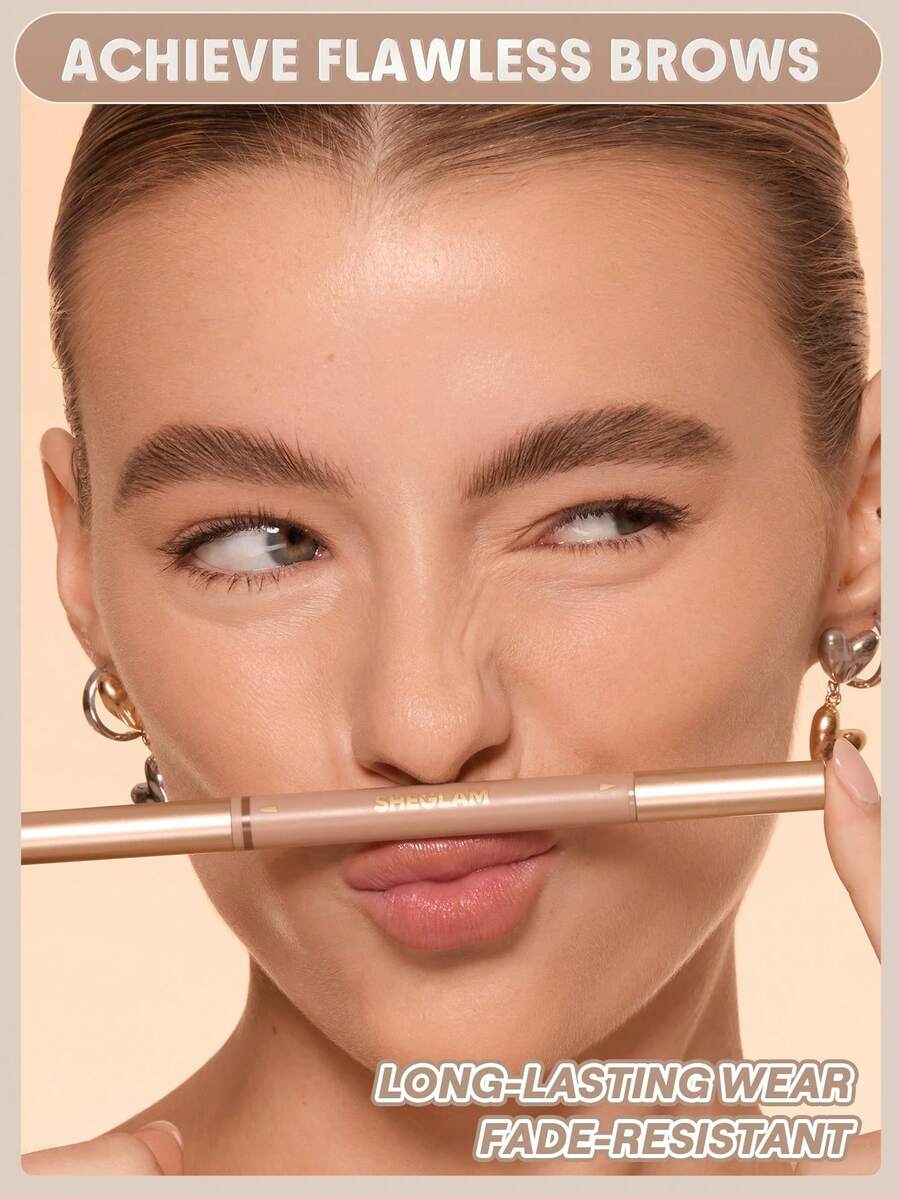 SHEGLAM 2-in-1 Brow Pencil – Waterproof Eyebrow Pen for Filling & Defining