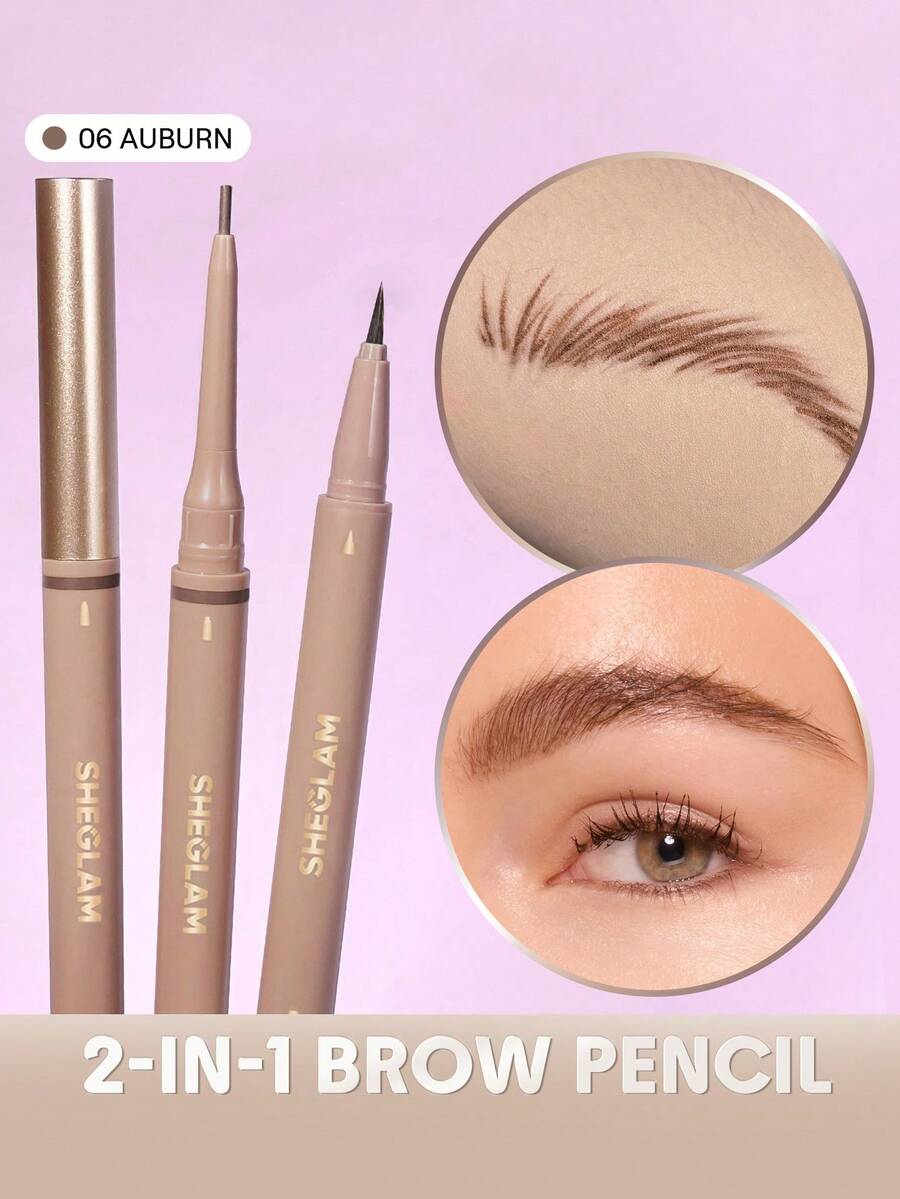 SHEGLAM 2-in-1 Brow Pencil – Waterproof Eyebrow Pen for Filling & Defining
