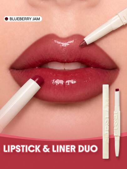 SHEGLAM Tinted Lipstick & Liner Duo – 2-in-1 Glossy Lip Combo