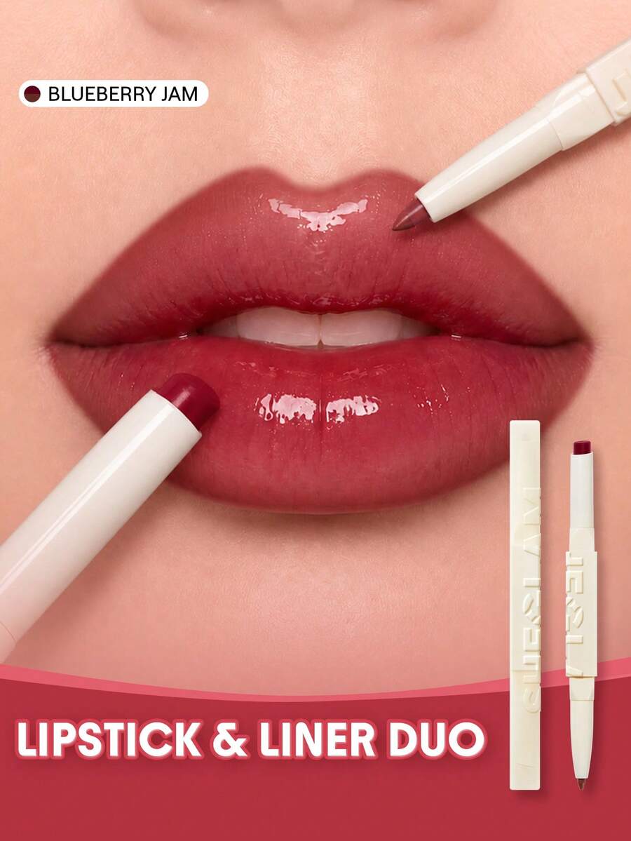 SHEGLAM Tinted Lipstick & Liner Duo – 2-in-1 Glossy Lip Combo